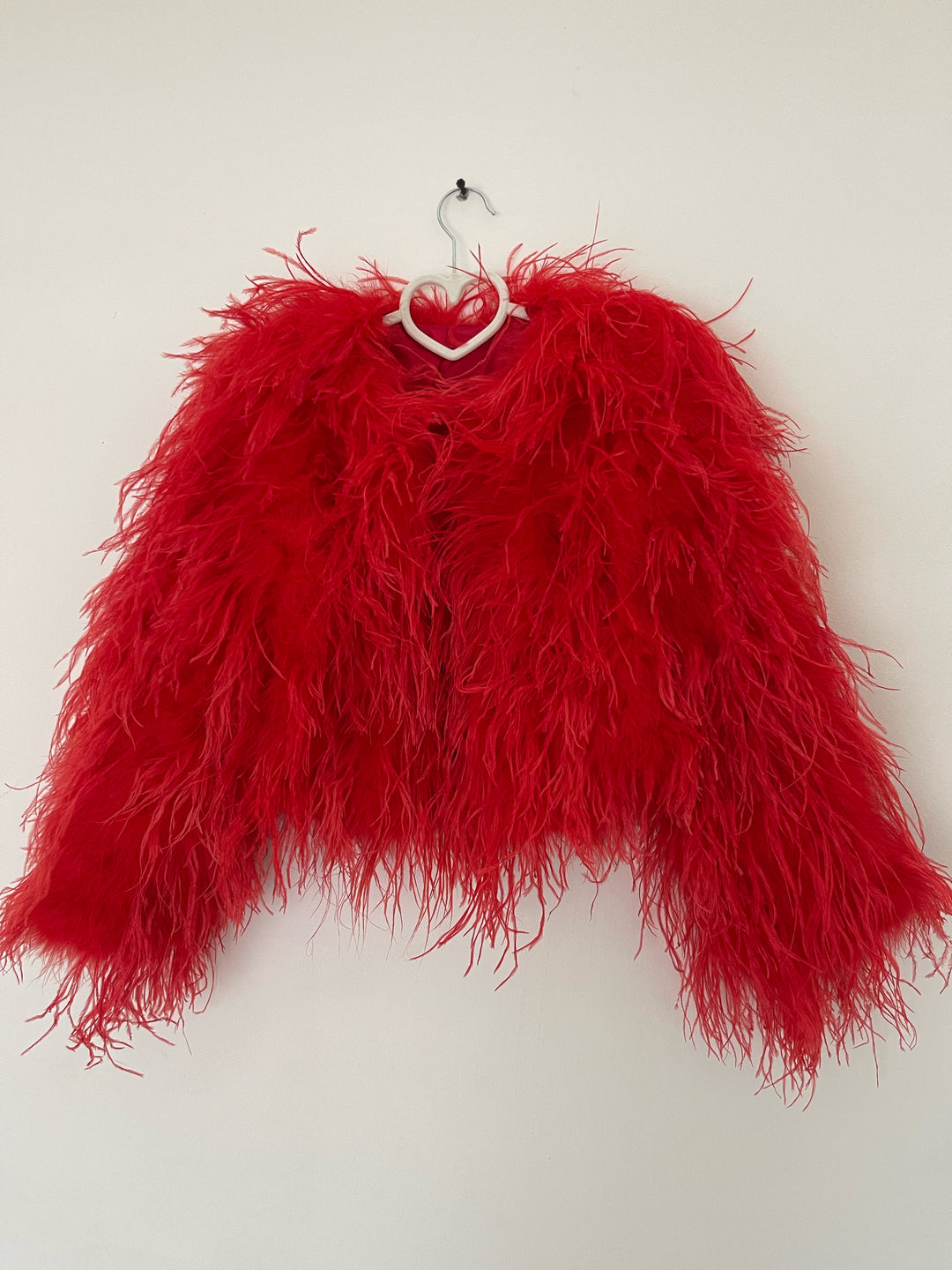 Ostrich Feather Coat in Red