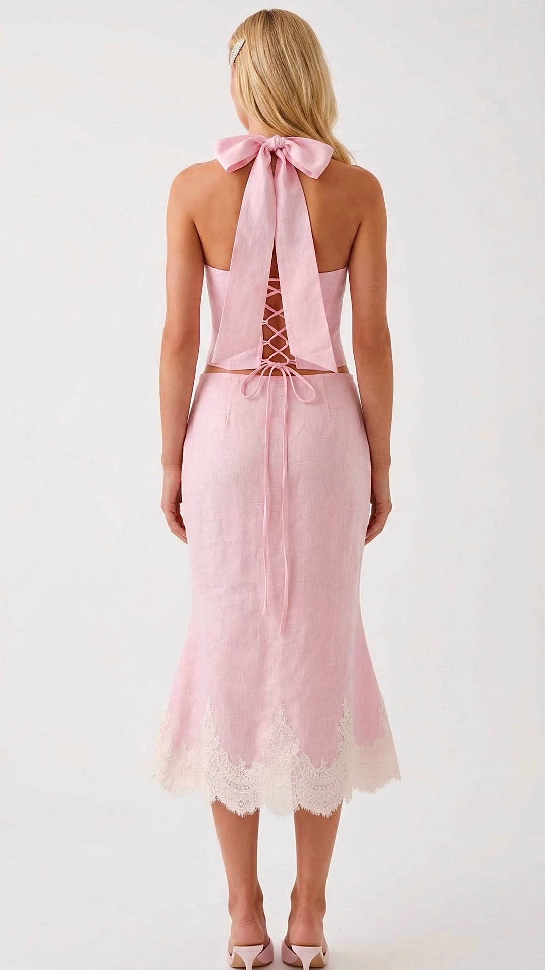 Melania Linen Corset with Midi Skirt