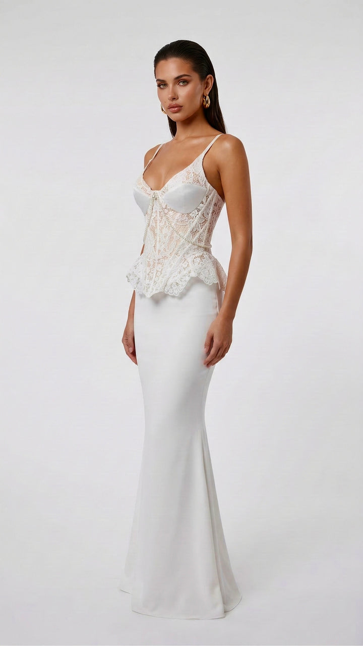 Lady Di Set in White Maxi