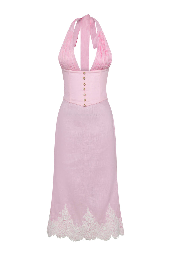 Melania Linen Corset with Midi Skirt