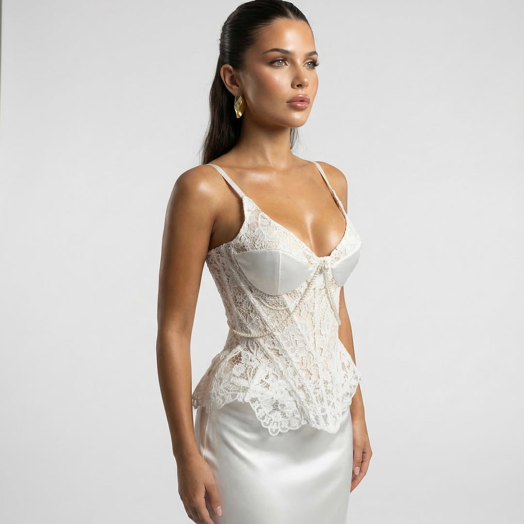 Lady Di Set in White Maxi