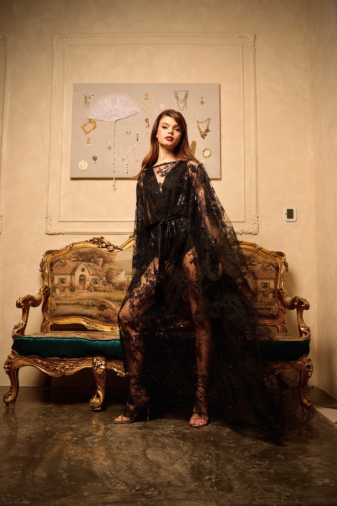 Black Embroidered Kaftan
