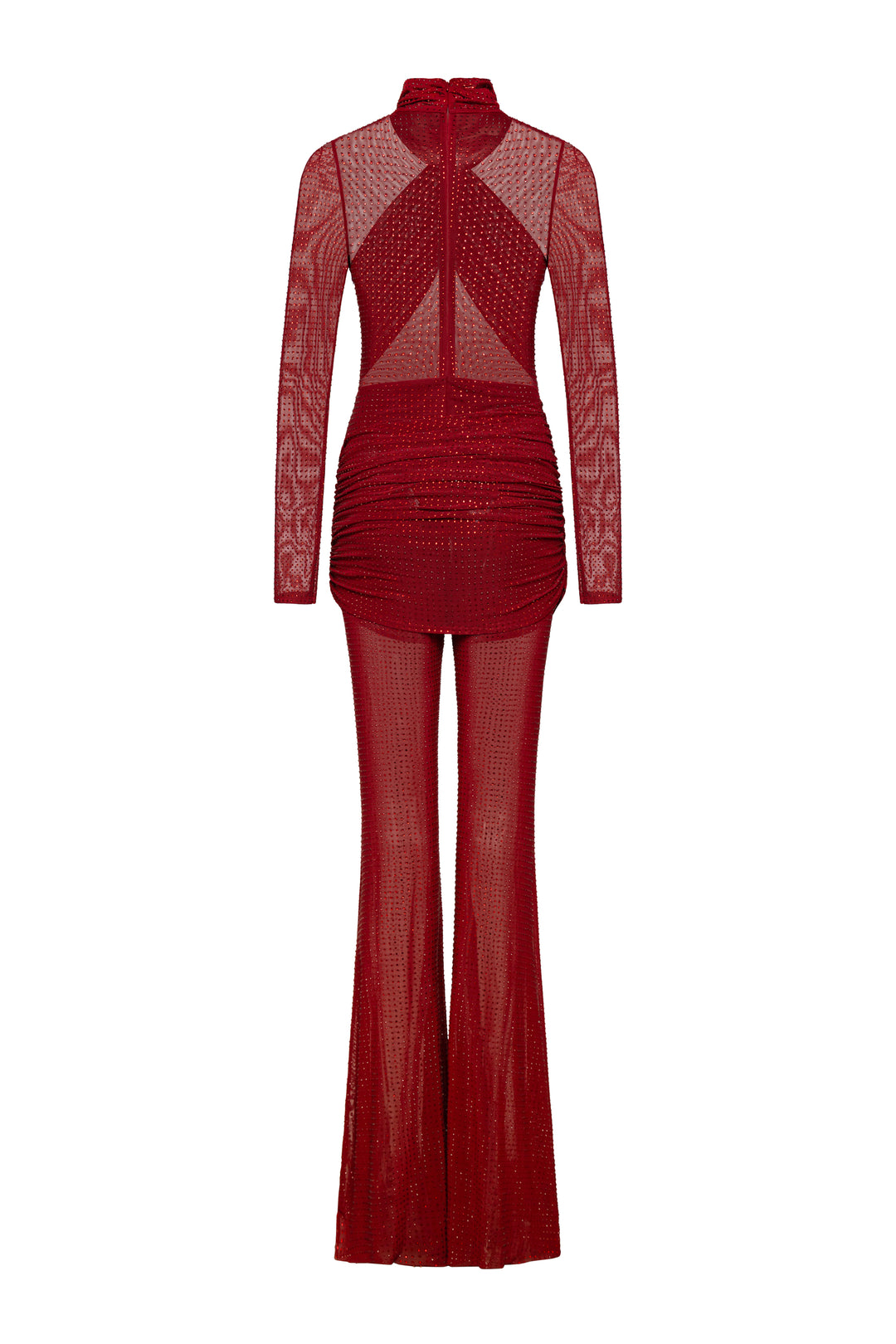 Kendal Crystal Jumpsuit in Burgundy