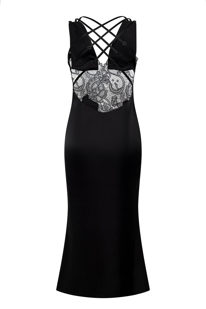 Gianna Dress in Black Midi