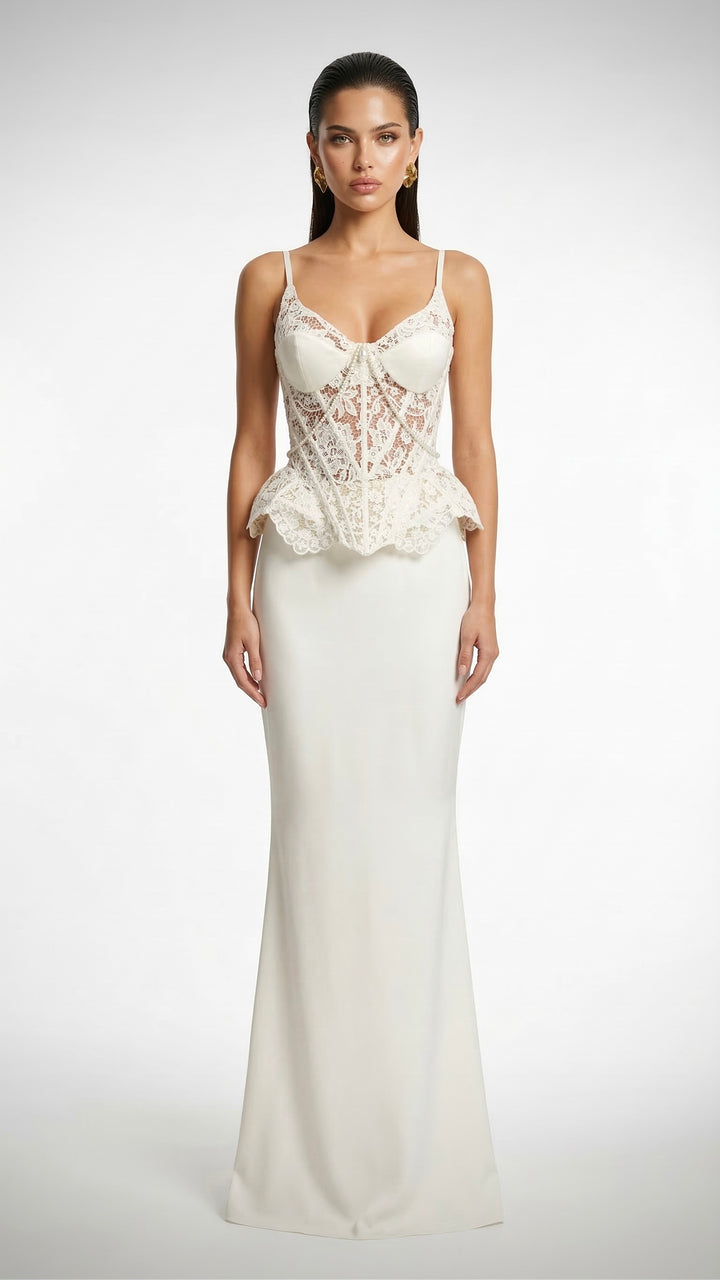 Lady Di Set in White Maxi