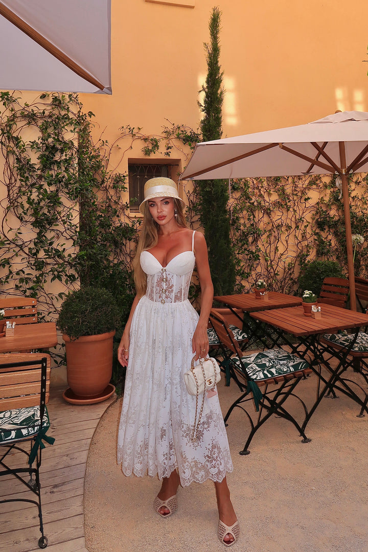 Linda Sarafan Midi in White