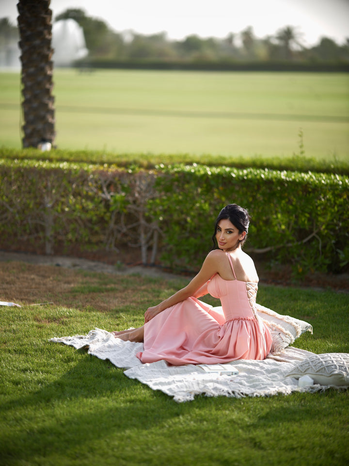 Adelina Dress in Peach