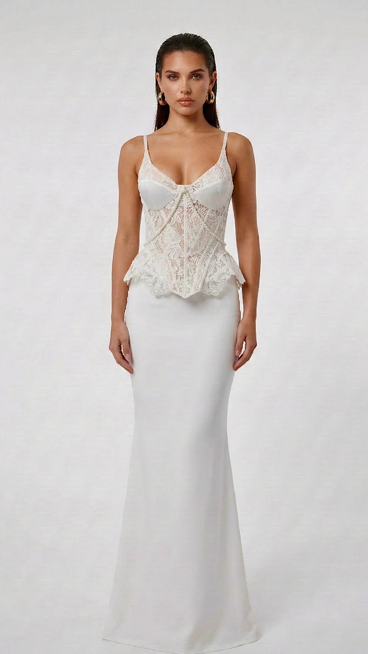Lady Di Set in White Maxi