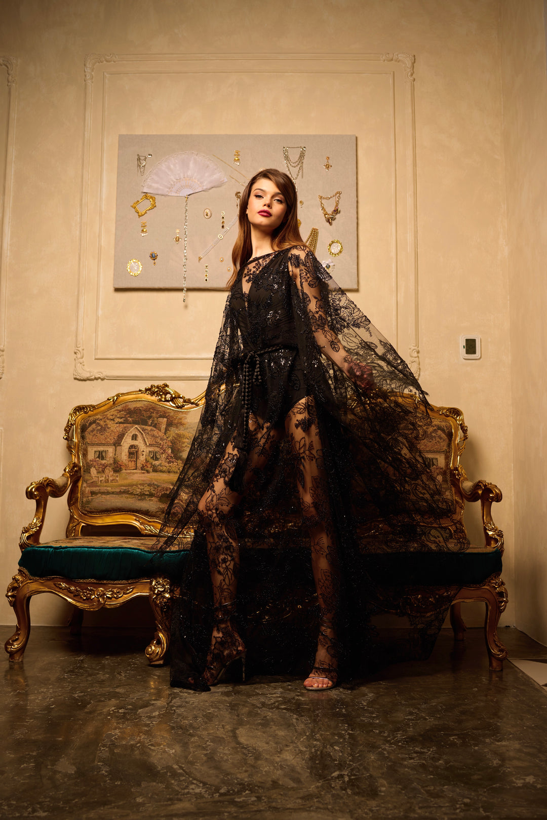 Black Embroidered Kaftan
