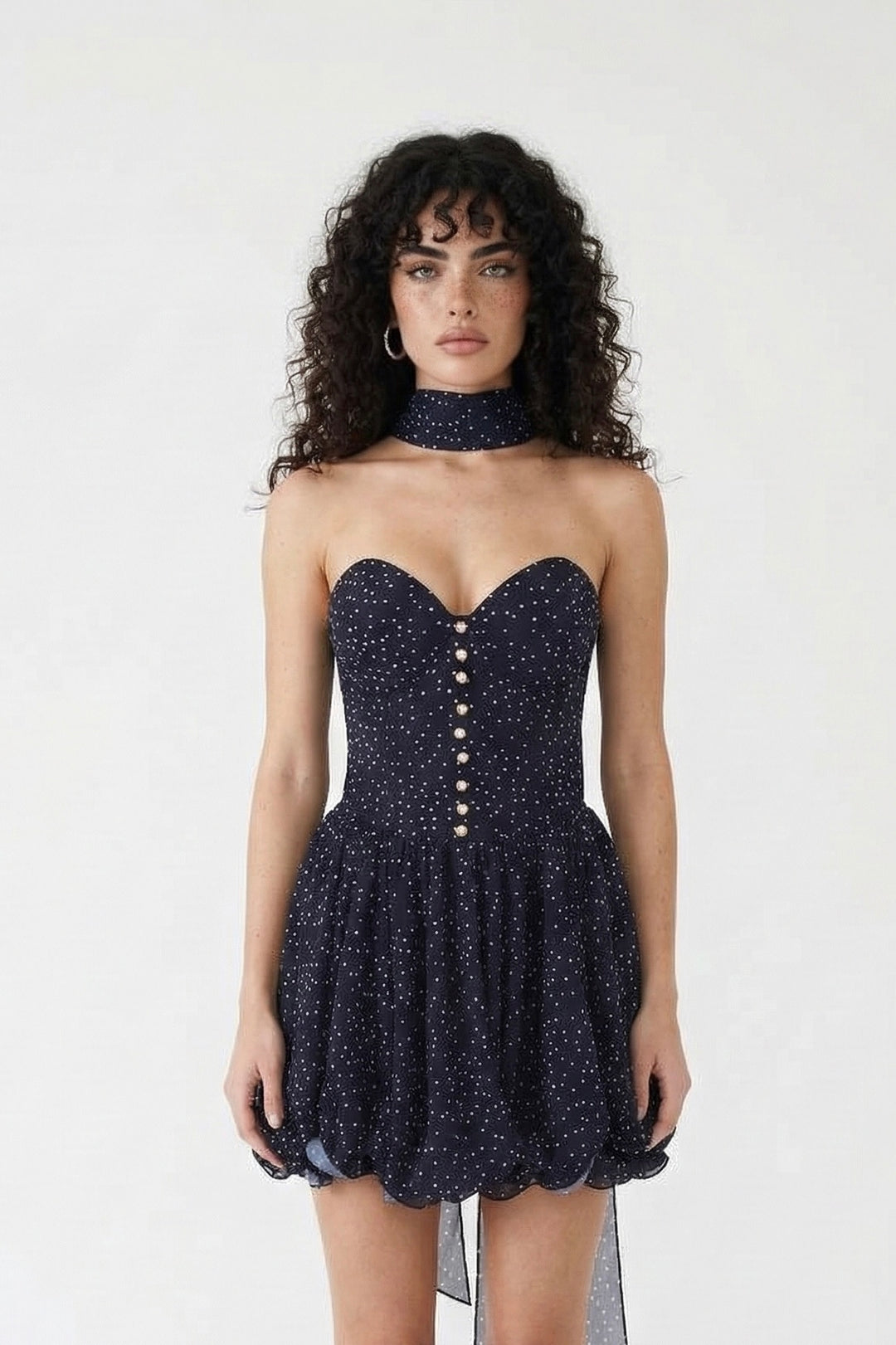 Sarafan Polka Dot Mini in Black