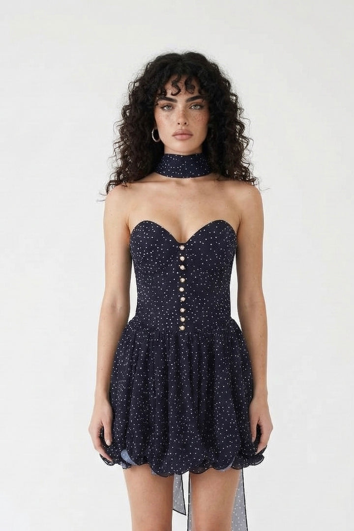 Sarafan Polka Dot Mini in Black