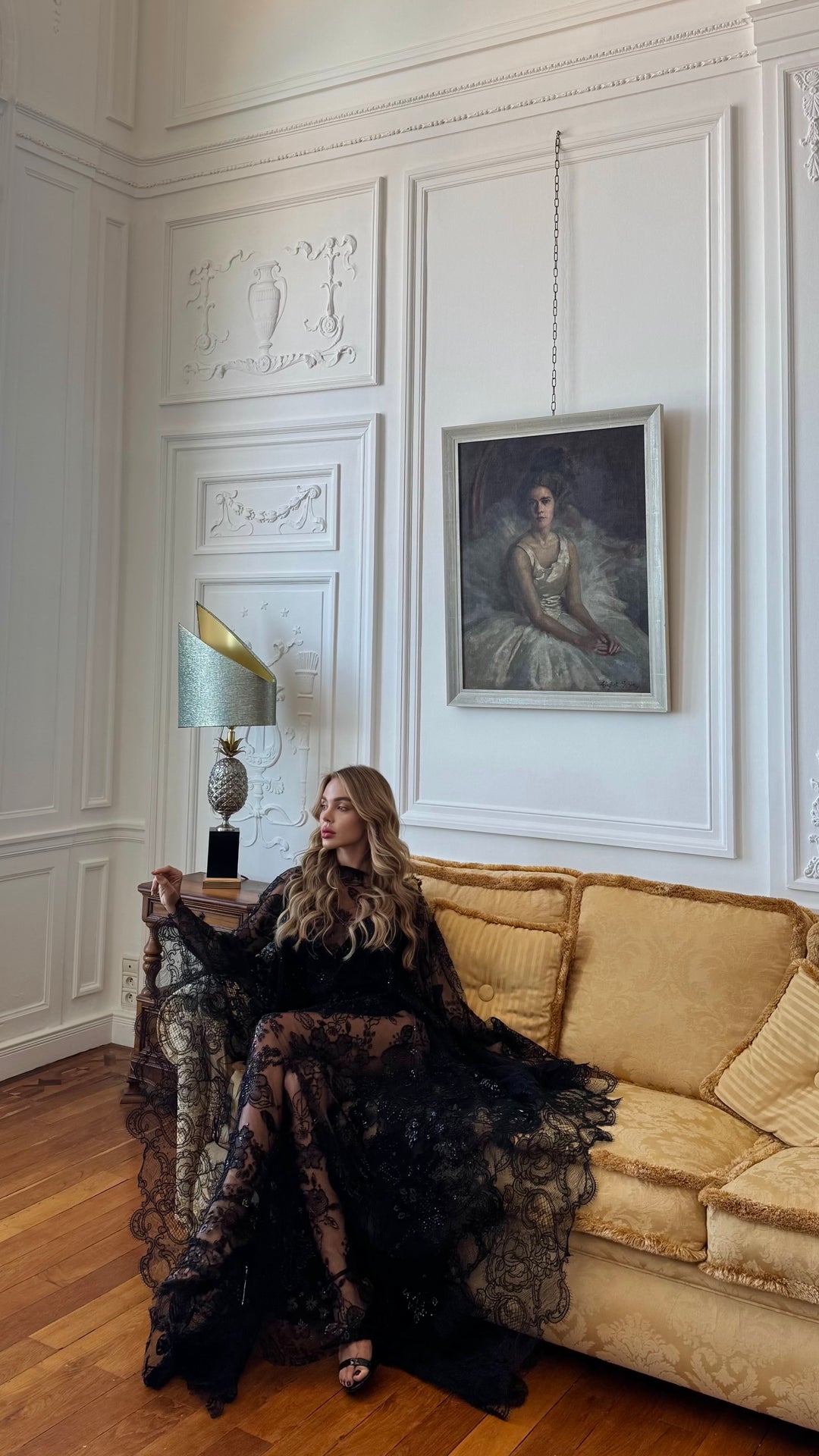 Embroidered Kaftan in Black