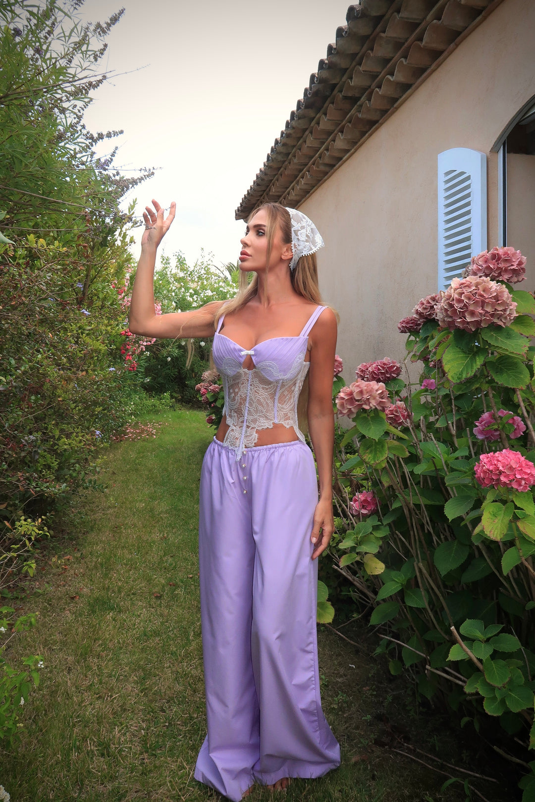 Cotton Set with Pants in Lilac