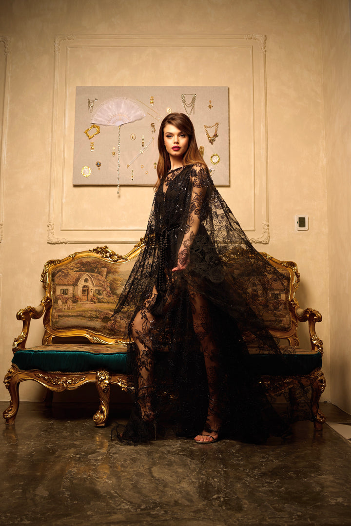 Black Embroidered Kaftan
