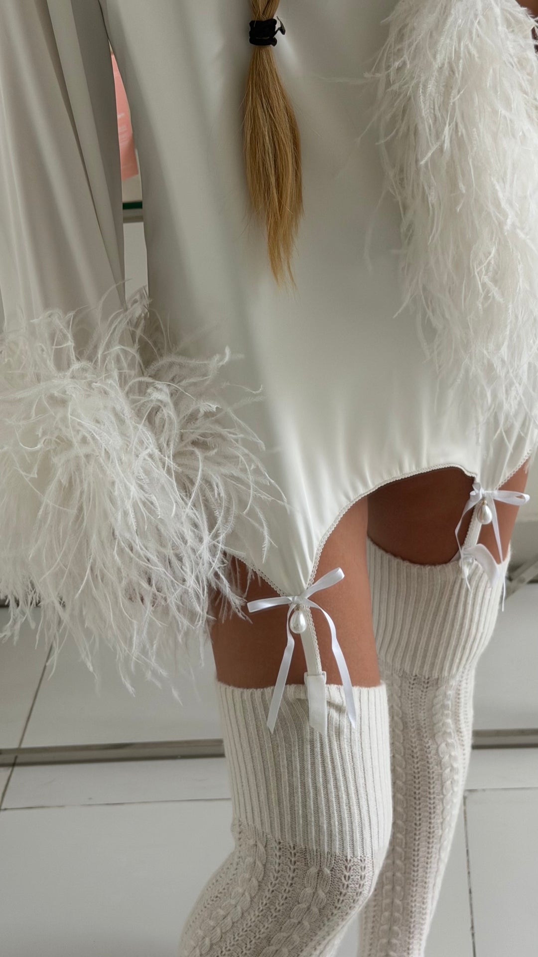 Feather Dress with suspenders