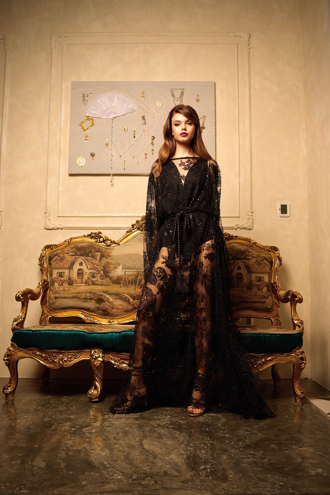 Black Embroidered Kaftan
