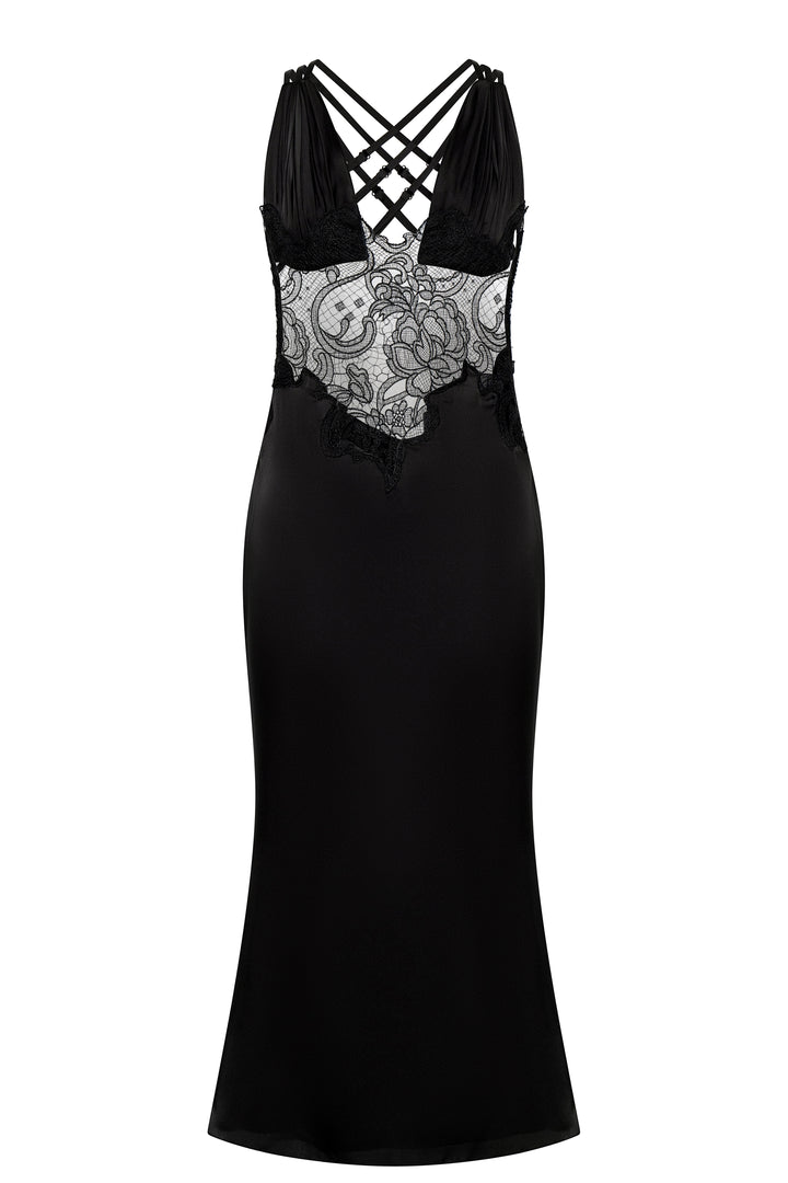 Gianna Dress in Black Midi
