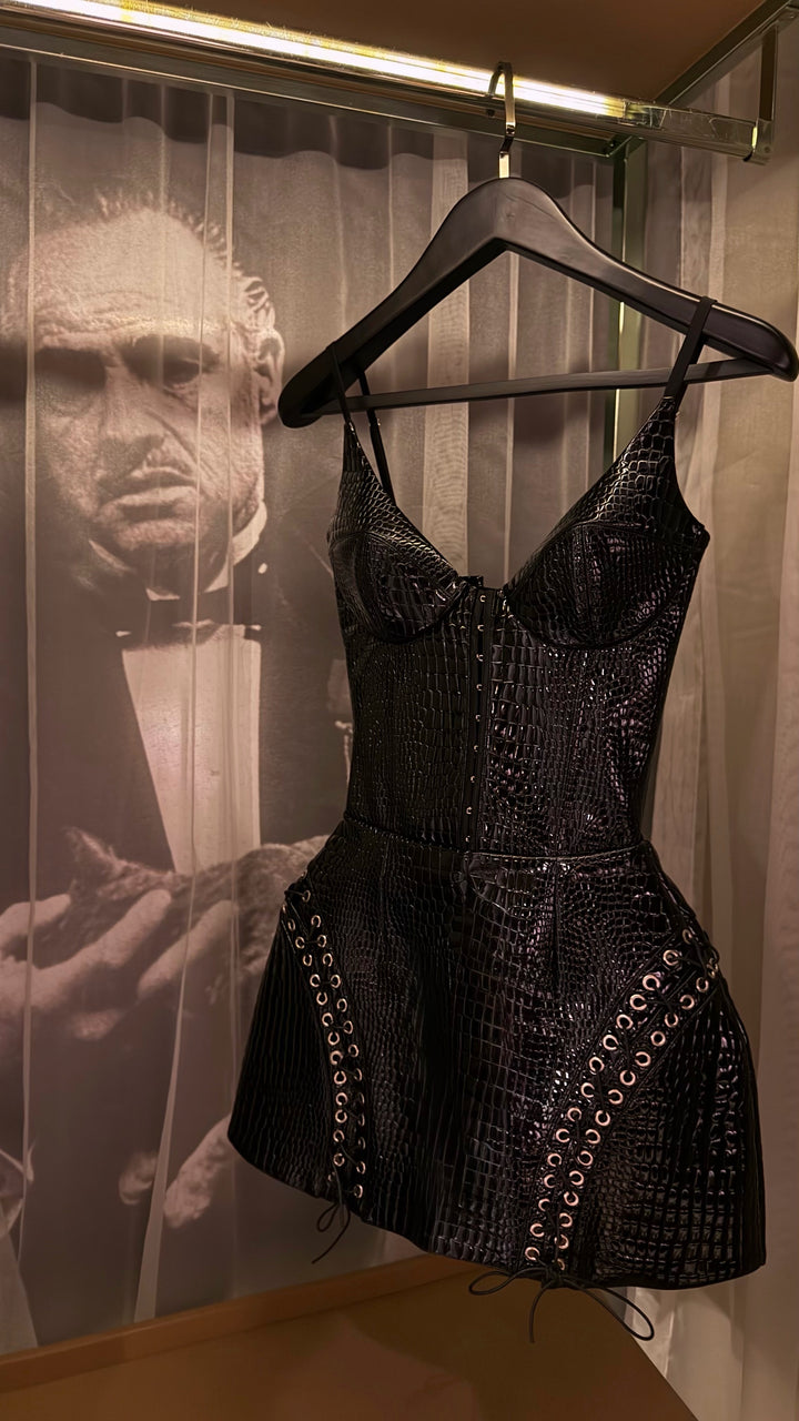The Croco Dress in Black