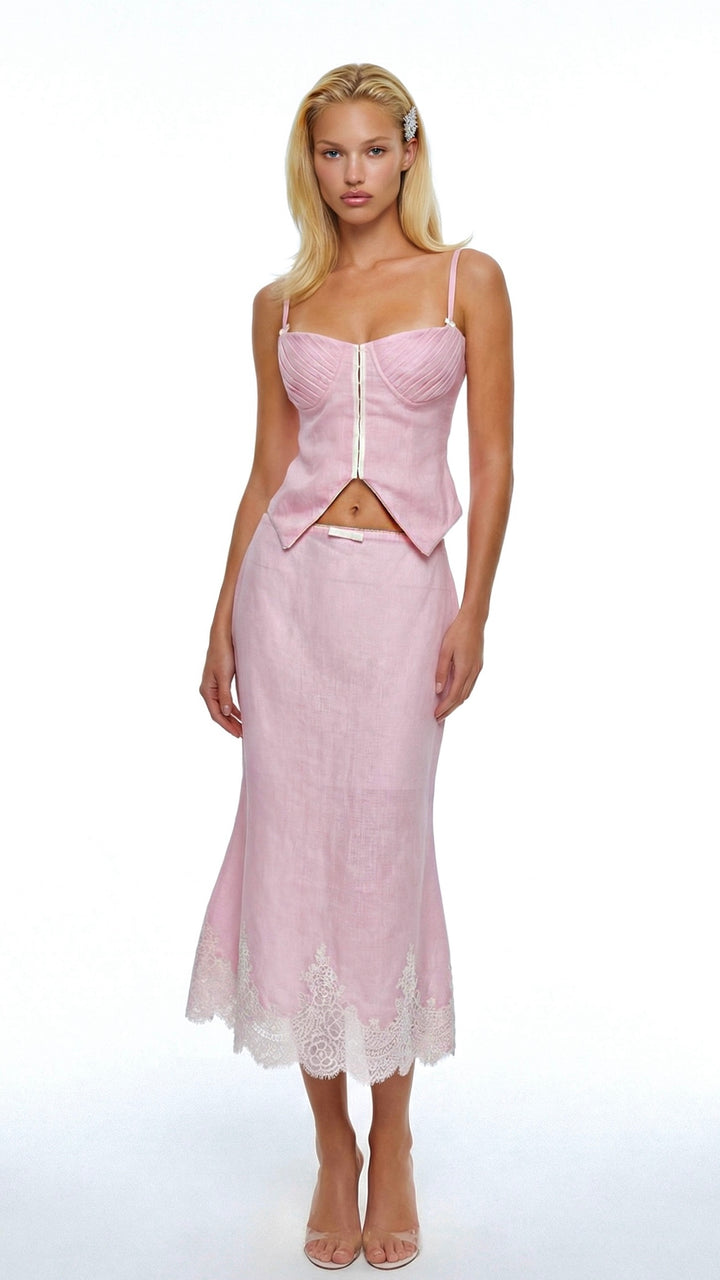 Linen Set with Midi skirt