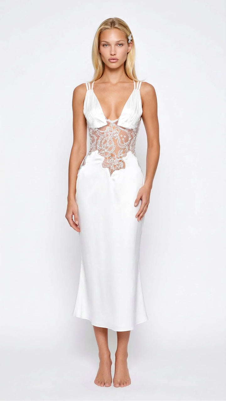 Gianna Dress in White Midi