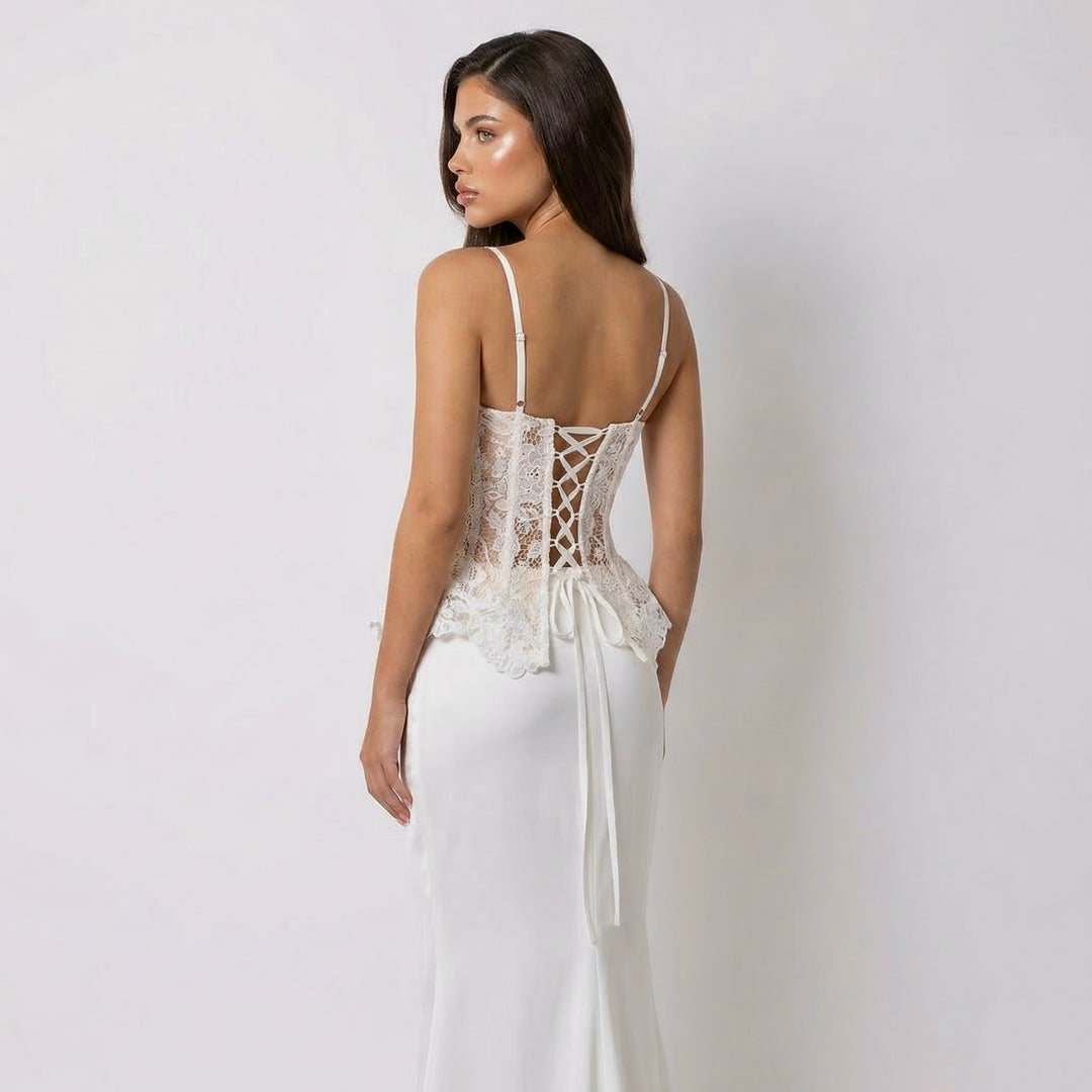 Lady Di Set in White Maxi