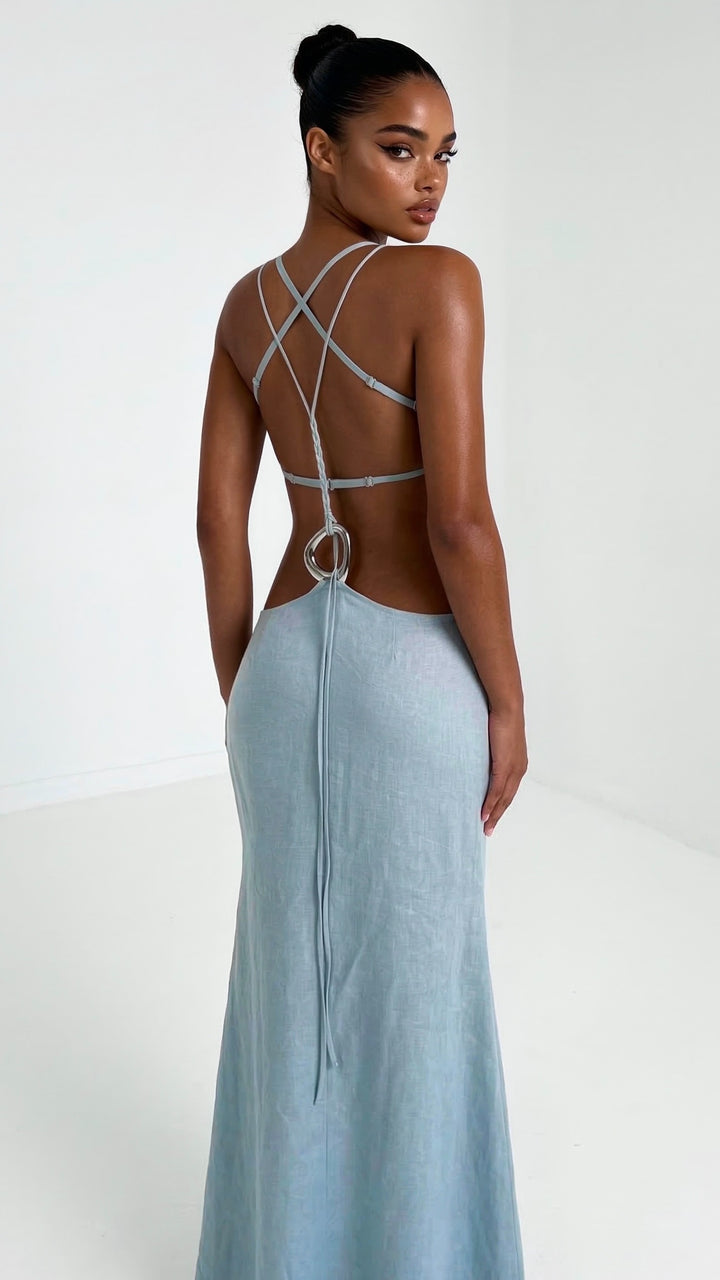 Linen Dress with Buckles