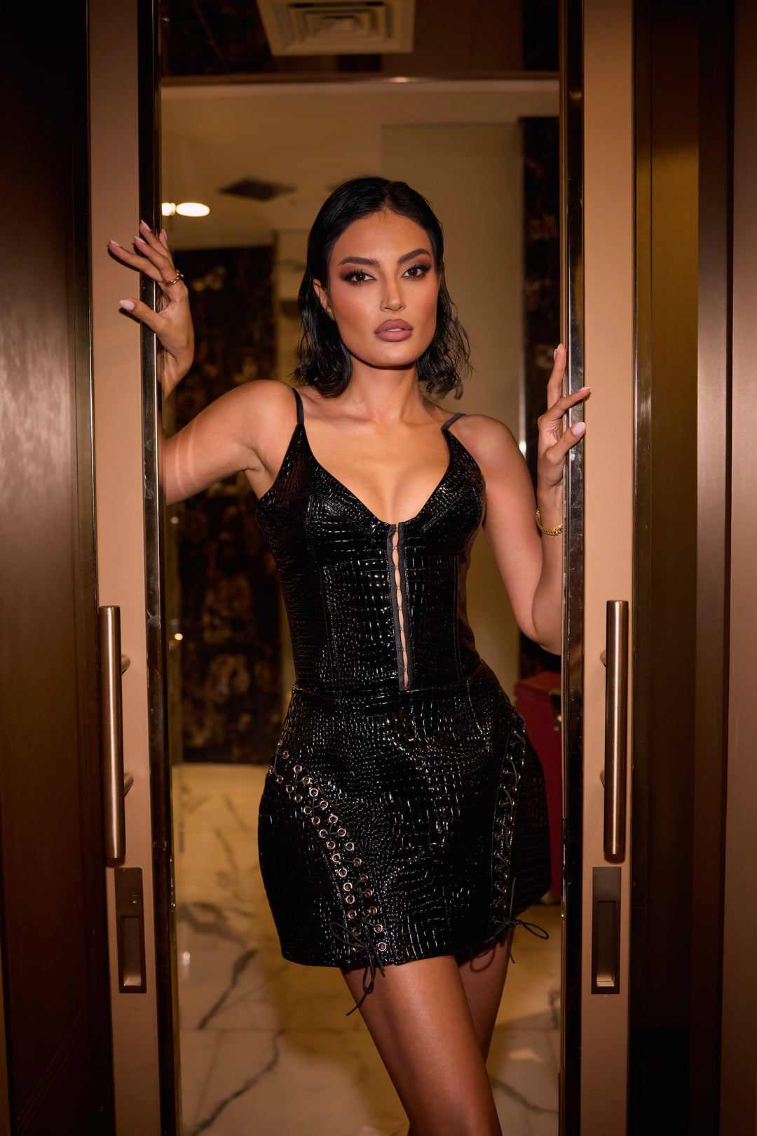 The Croco Dress in Black