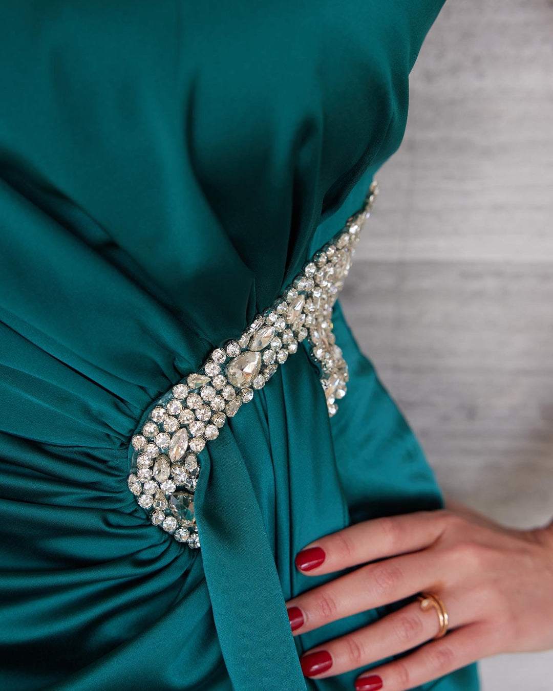 Emerald Dress with Crystals. Limited Edition