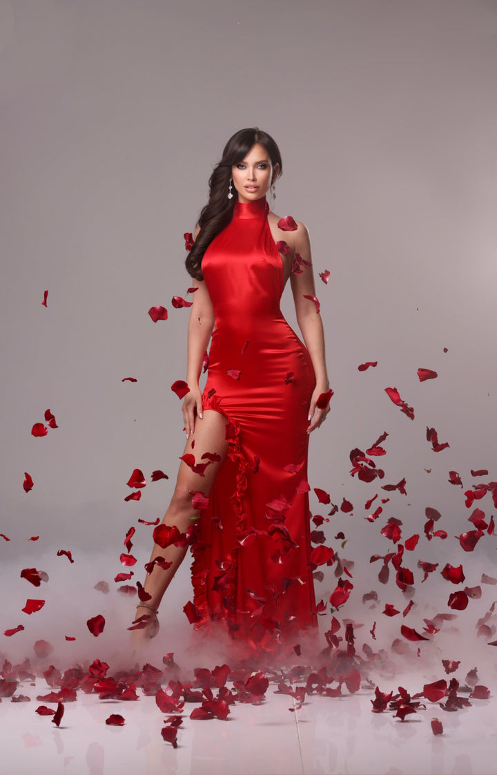 Valery Dress in Pure Red Silk